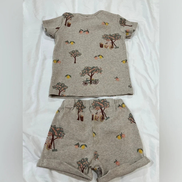 H&M kids matching set ribbed tshirt shorts neutral toddler - Picture 9 of 9
